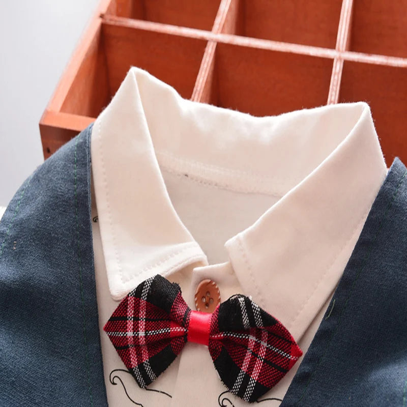 Spring Formal Newborn Baby Boy Clothes Set Outfit 1 Year Birthday Party Costume 3Pcs Suit for Babies Cloth Kid Boy Clothing Sets