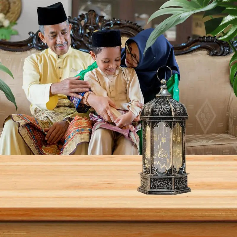 Moroccan Style Eid LED Lantern Kareem LED Lamps Eid Tabletop Decorations LED Lanterns Night Light for Kareem Party Desktop