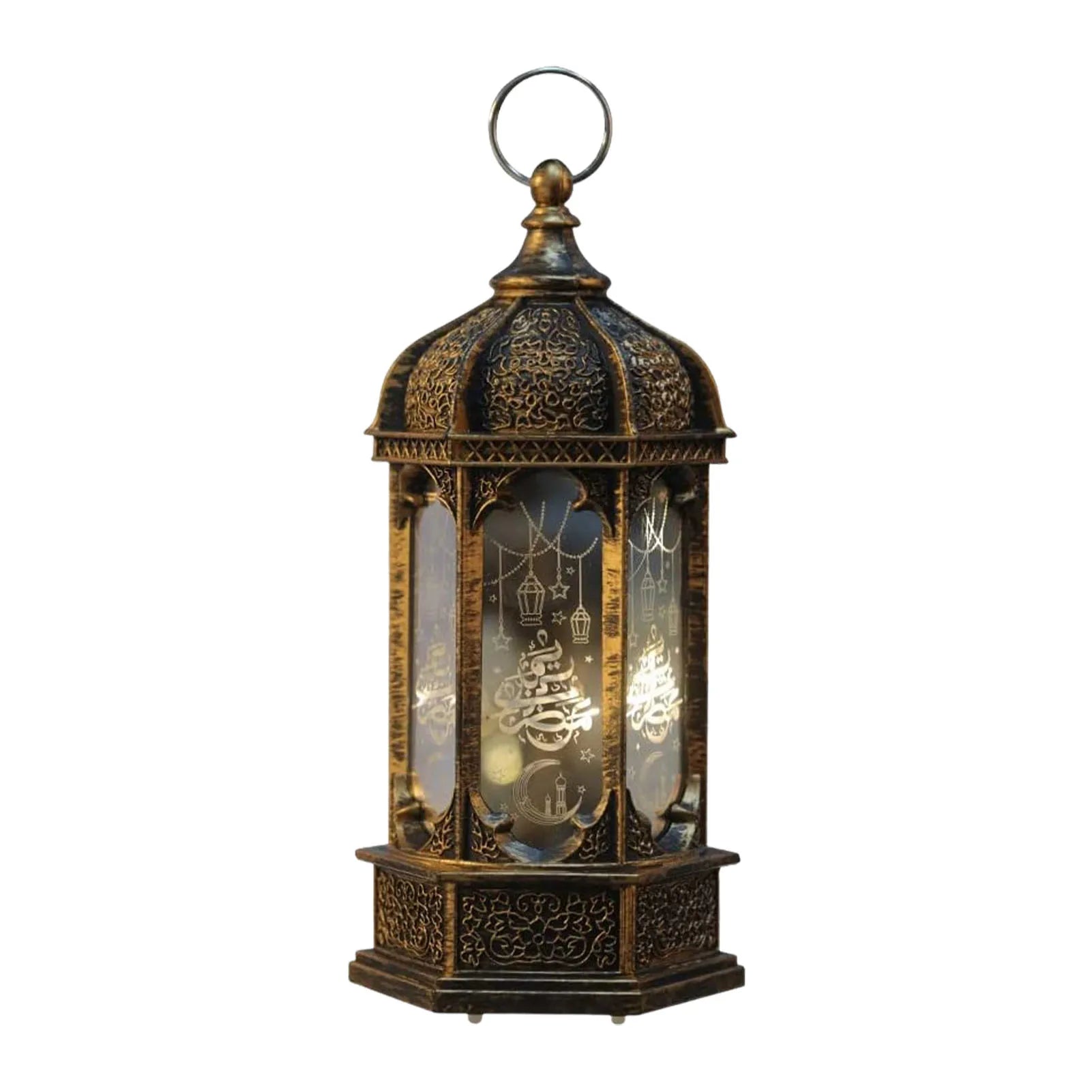 Moroccan Style Eid LED Lantern Kareem LED Lamps Eid Tabletop Decorations LED Lanterns Night Light for Kareem Party Desktop