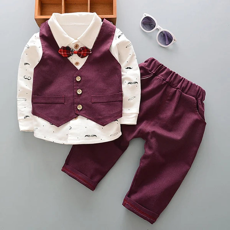 Spring Formal Newborn Baby Boy Clothes Set Outfit 1 Year Birthday Party Costume 3Pcs Suit for Babies Cloth Kid Boy Clothing Sets