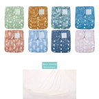 Happyflute 8 Diapers+8 Inserts Baby Cloth Diapers One Size Adjustable Washable Reusable Cloth Nappy for Baby Girls and Boys