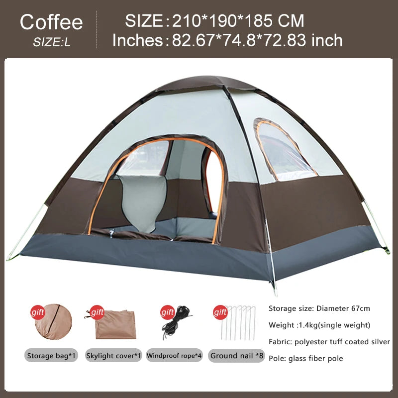 Outdoor Camping Tent Tent for Family 3-4 Person Quick Setup Sunshade Tent Family Wilderness Camping Tent for Hiking and Travel