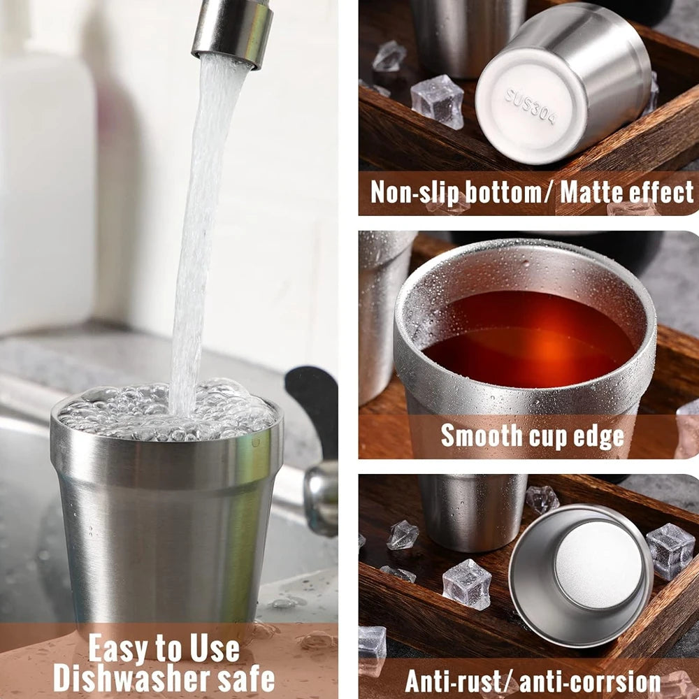 3Pcs Stainless Steel304 Cup Outdoor Hiking Gear Stackable Cup Camping Cups Metal Cups Coffee Travel Cup Sets Portable Drink-Ware