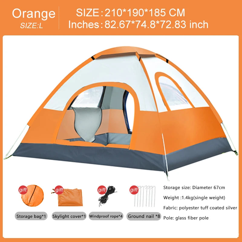 Outdoor Camping Tent Tent for Family 3-4 Person Quick Setup Sunshade Tent Family Wilderness Camping Tent for Hiking and Travel