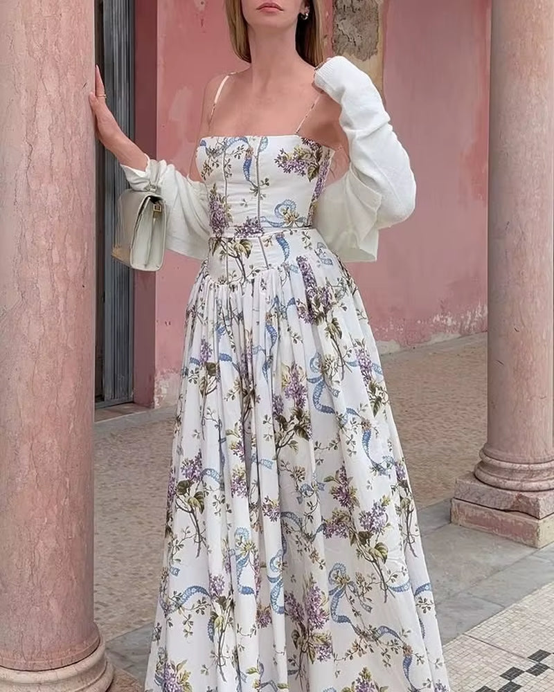 Summer Clothes for Women Midi Elegant Dress 2025 New Arrivals White Floral Print Holiday Dress