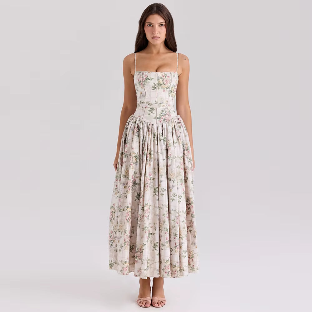 Summer Clothes for Women Midi Elegant Dress 2025 New Arrivals White Floral Print Holiday Dress