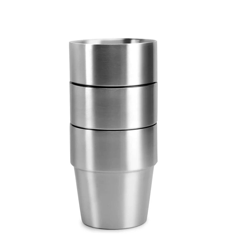 3Pcs Stainless Steel304 Cup Outdoor Hiking Gear Stackable Cup Camping Cups Metal Cups Coffee Travel Cup Sets Portable Drink-Ware