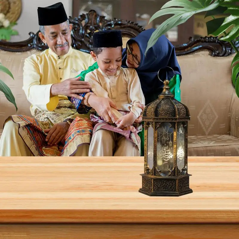 Moroccan Style Eid LED Lantern Kareem LED Lamps Eid Tabletop Decorations LED Lanterns Night Light for Kareem Party Desktop