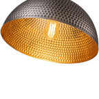 Hammered Black Brass Dome Pendant Light - Handmade Moroccan Ceiling Lamp