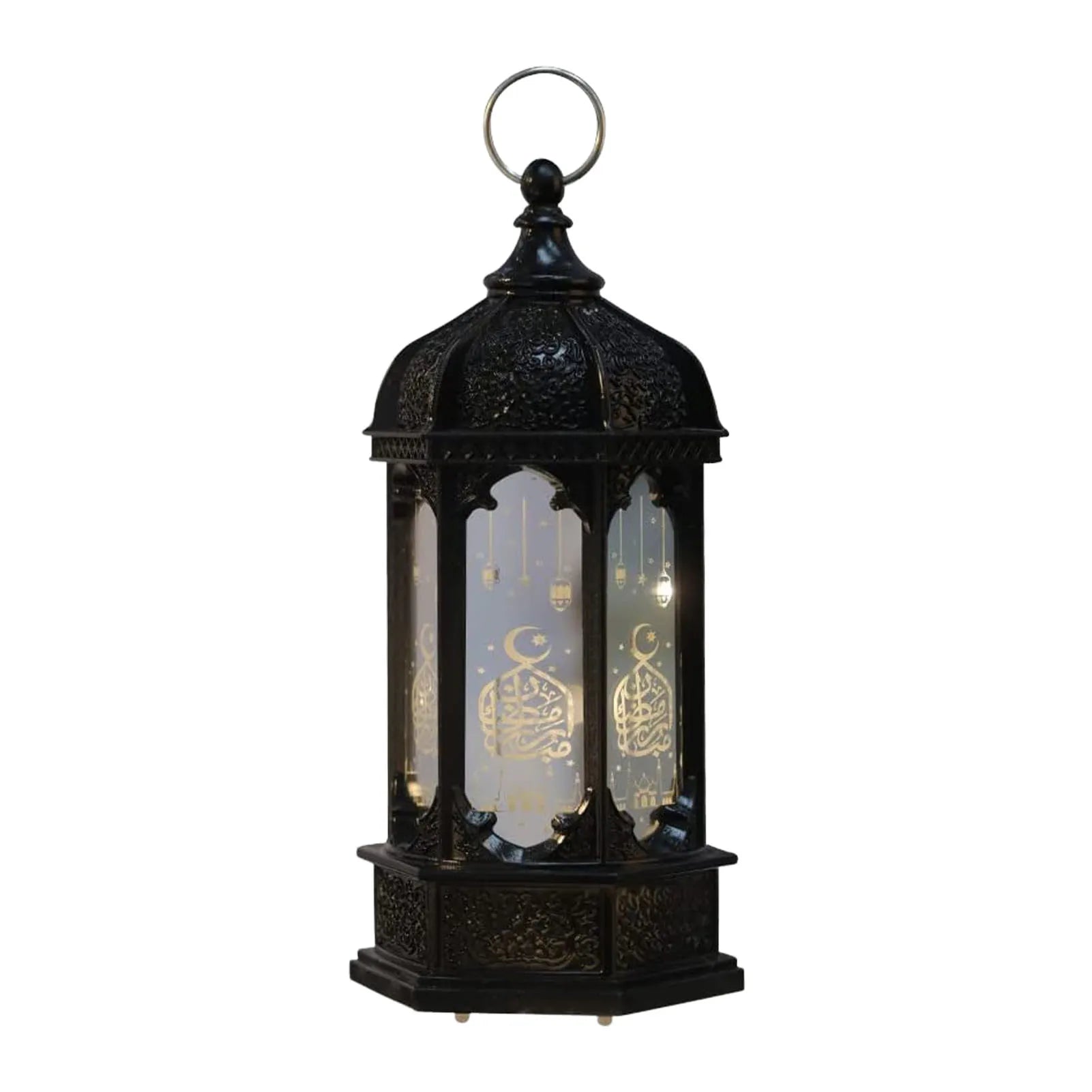 Moroccan Style Eid LED Lantern Kareem LED Lamps Eid Tabletop Decorations LED Lanterns Night Light for Kareem Party Desktop