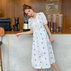 8003# Maternity Clothes Summer Floral Cotton Short Sleeve Loose Stylish Dress for Pregnant Women Mom Dress