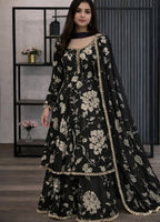 3-piece Lawn frock style Printed suit flared kameez