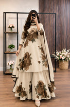 The Essence of Timeless Grace Cream Soft Brown Rose Ensemble Dress Tradition and Modernity