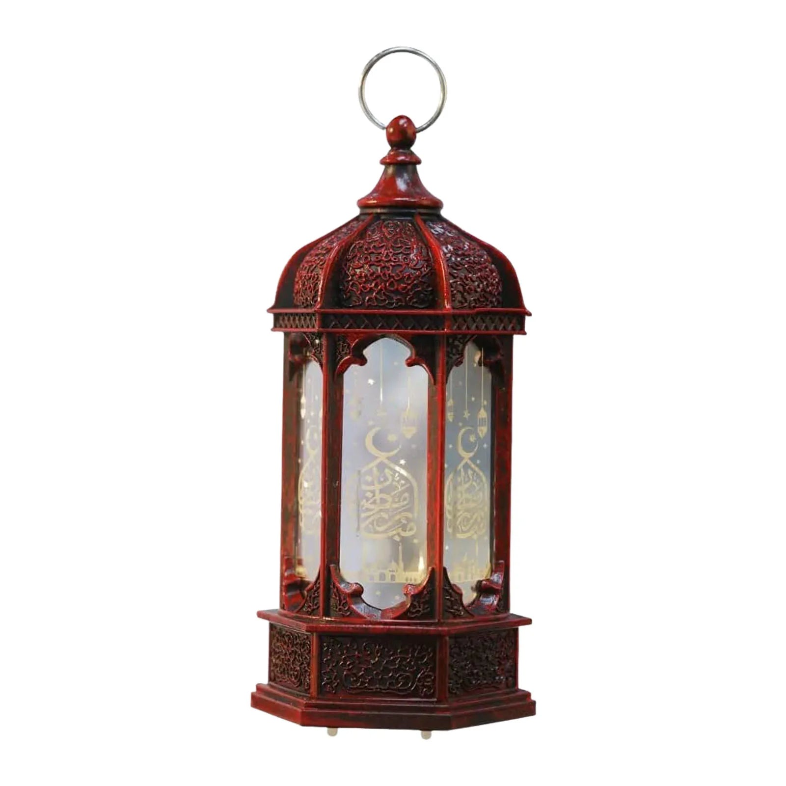 Moroccan Style Eid LED Lantern Kareem LED Lamps Eid Tabletop Decorations LED Lanterns Night Light for Kareem Party Desktop