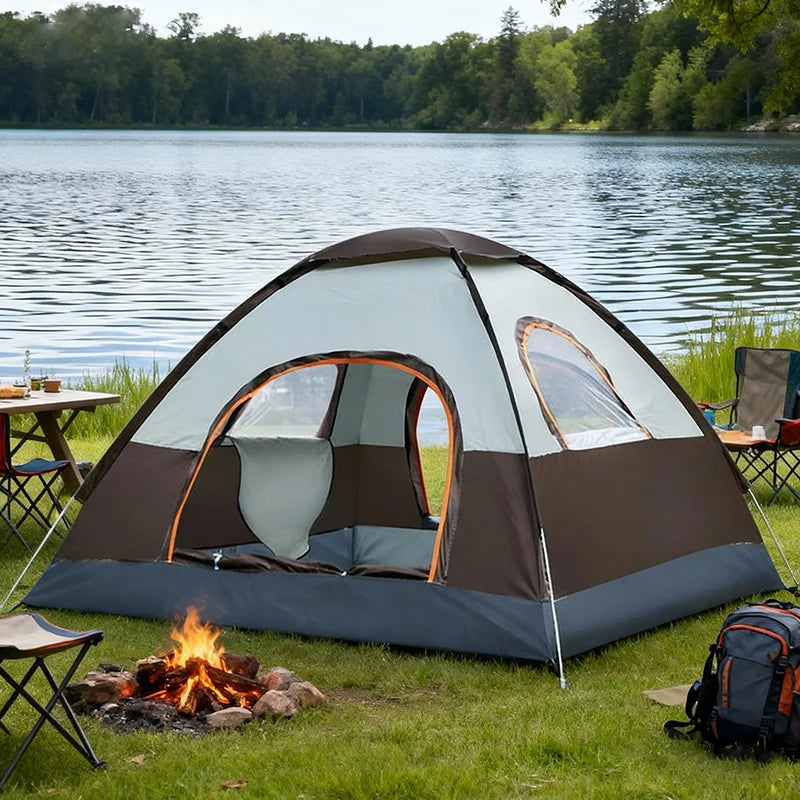 Outdoor Camping Tent Tent for Family 3-4 Person Quick Setup Sunshade Tent Family Wilderness Camping Tent for Hiking and Travel