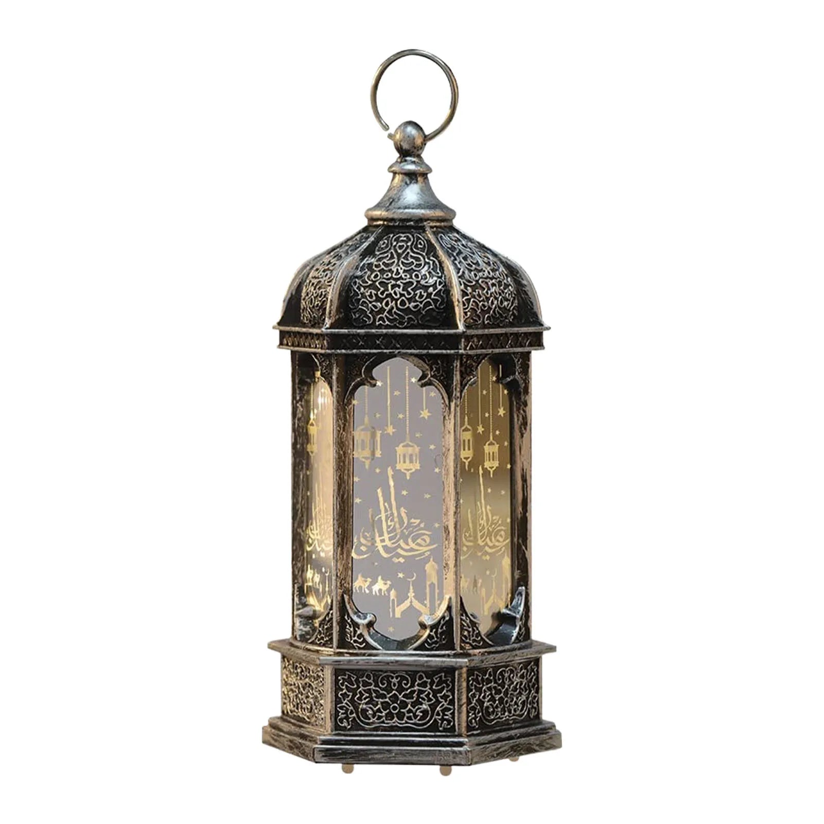 Moroccan Style Eid LED Lantern Kareem LED Lamps Eid Tabletop Decorations LED Lanterns Night Light for Kareem Party Desktop