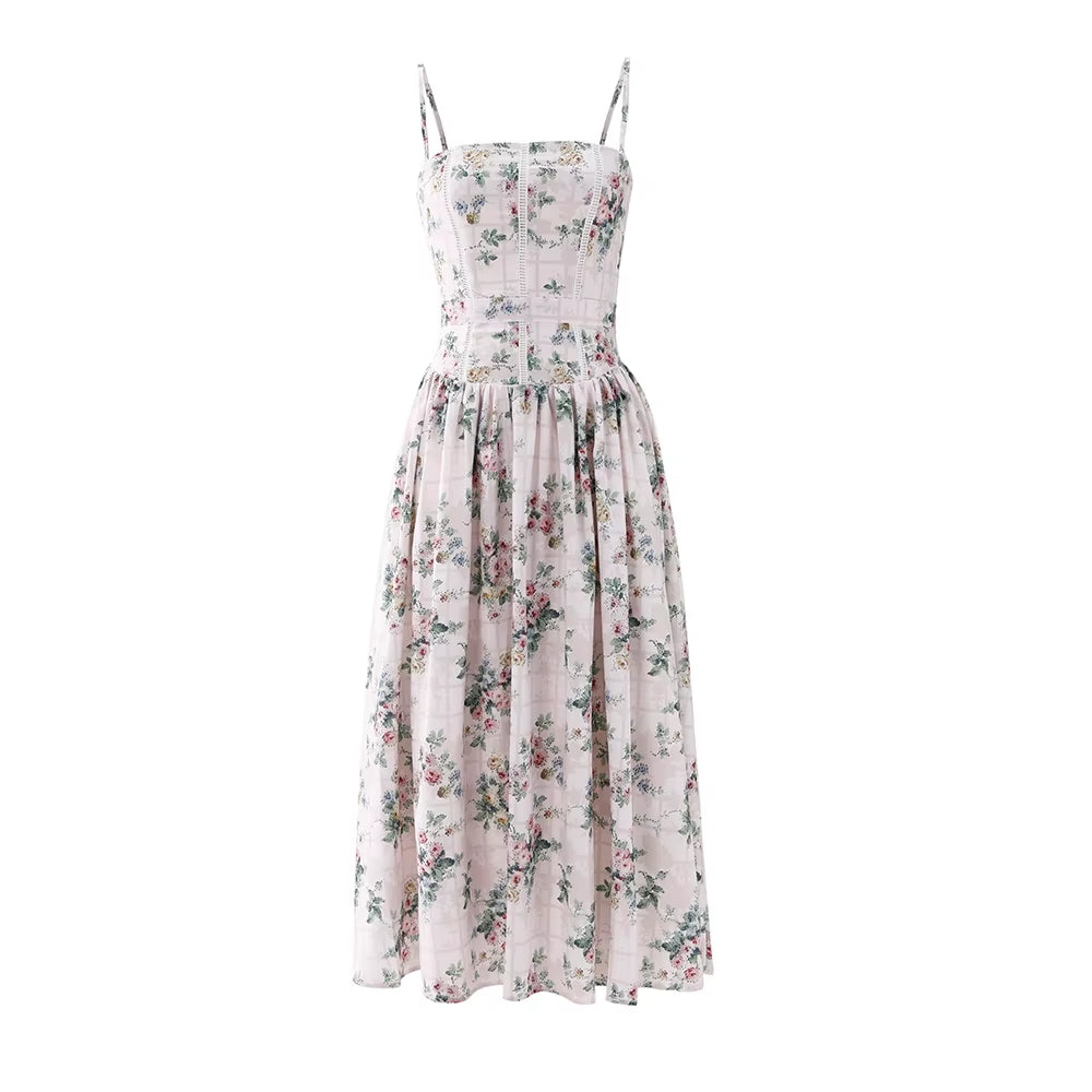 Summer Clothes for Women Midi Elegant Dress 2025 New Arrivals White Floral Print Holiday Dress
