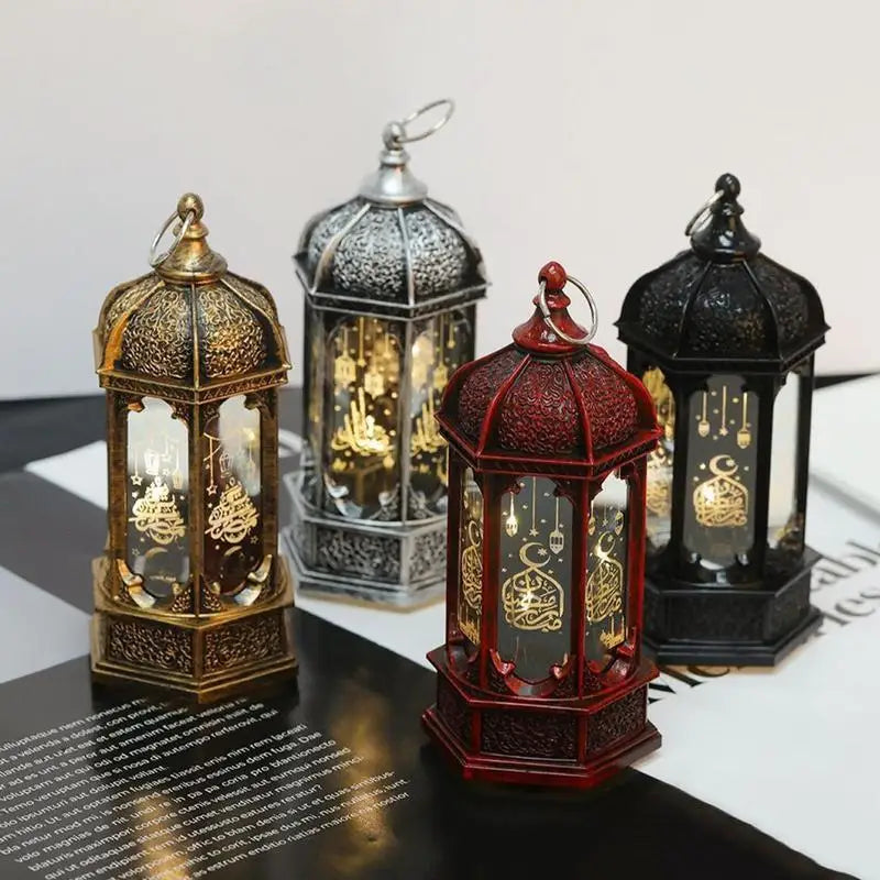 Moroccan Style Eid LED Lantern Kareem LED Lamps Eid Tabletop Decorations LED Lanterns Night Light for Kareem Party Desktop