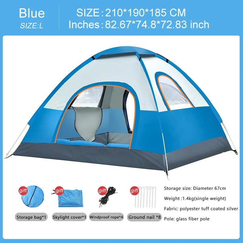 Outdoor Camping Tent Tent for Family 3-4 Person Quick Setup Sunshade Tent Family Wilderness Camping Tent for Hiking and Travel
