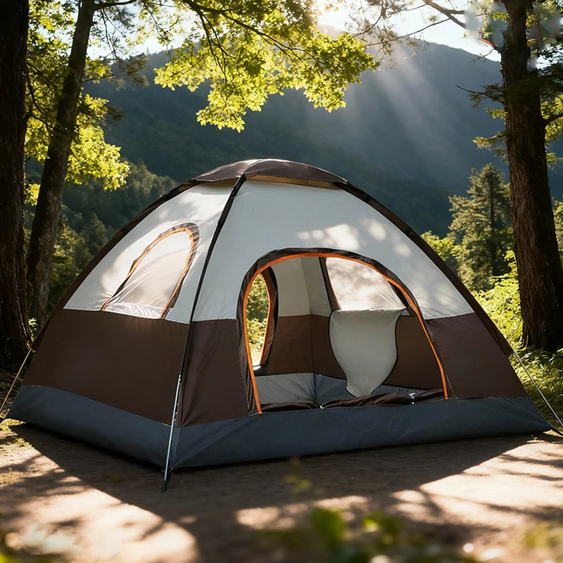 Outdoor Camping Tent Tent for Family 3-4 Person Quick Setup Sunshade Tent Family Wilderness Camping Tent for Hiking and Travel