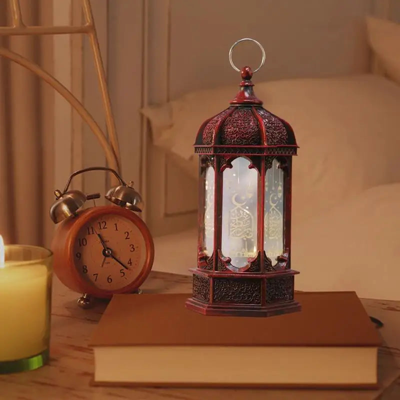 Moroccan Style Eid LED Lantern Kareem LED Lamps Eid Tabletop Decorations LED Lanterns Night Light for Kareem Party Desktop